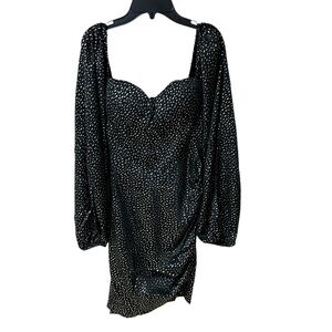D&M Chic Black and Gold Long Sleeve Ruched Dress Size S